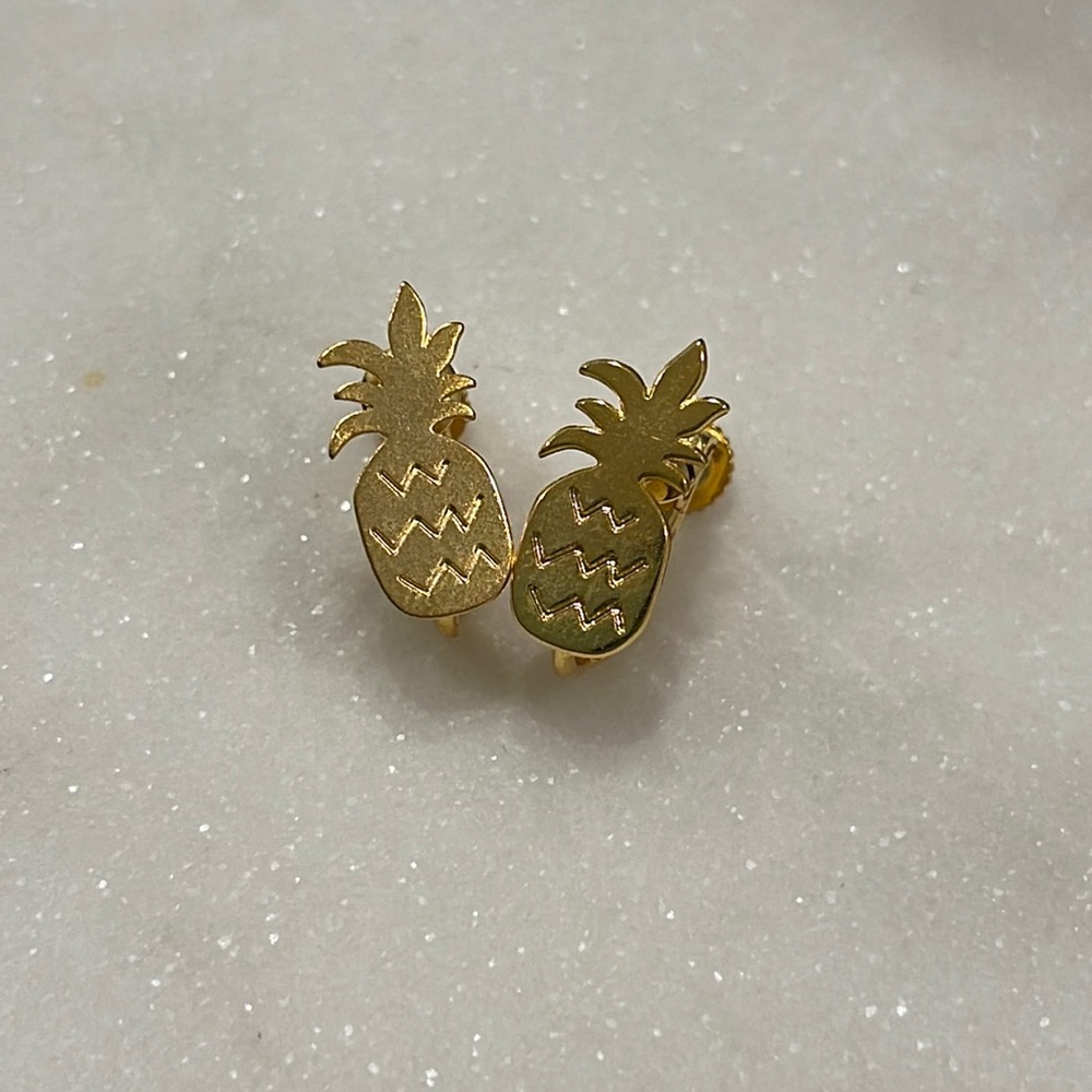 Pineapple Clip-On Earrings (Gold Metal)